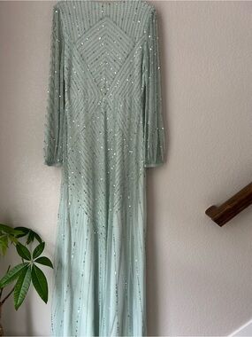 ASOS Mint Beaded Long Sleeve Evening Dress